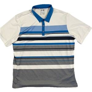 Adidas Polo Shirt‎ Mens XL Blue Gray White Golf Breathable Climacool